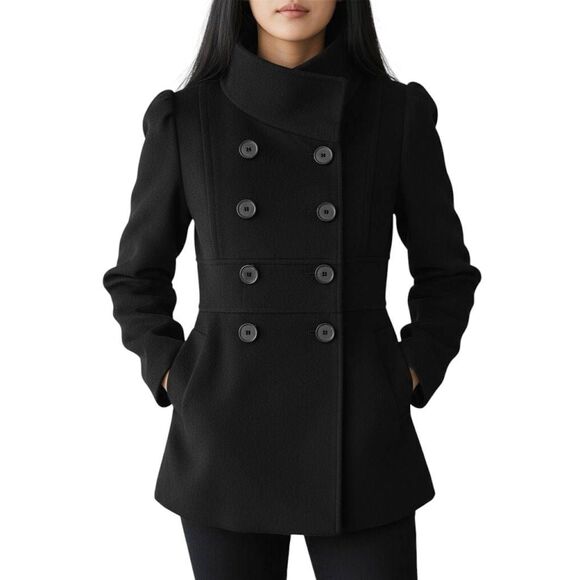 ANN TAYLOR LOFT BLACK PEACOAT SZ.4P EUC. - Picture 1 of 8